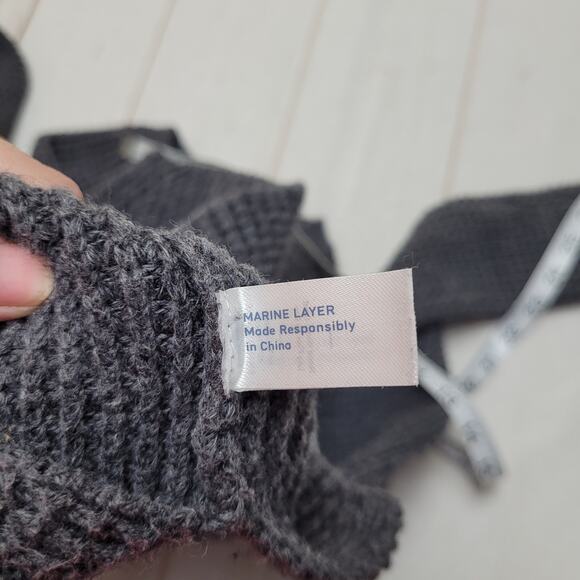 Marine Layer Delaney waffle knit gray sweater pullover wool - Picture 5 of 9